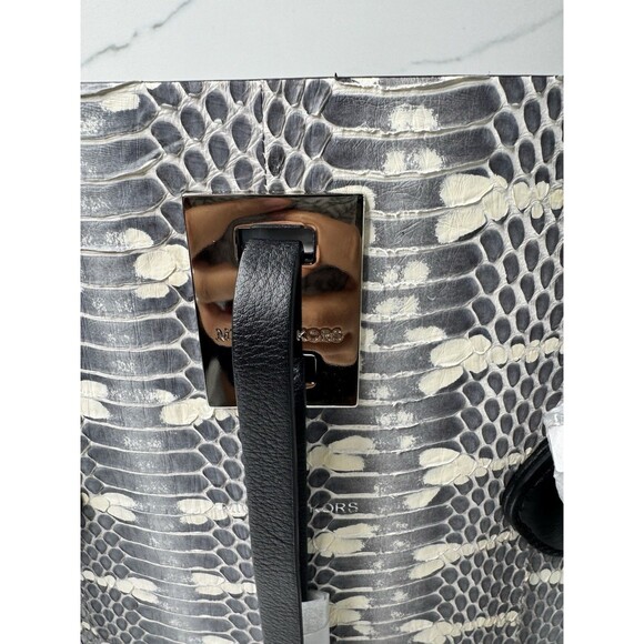 Michael Kors Collection Miranda Large Tote Black White Python Snake Leather Bag - Picture 4 of 13